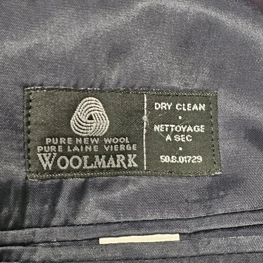 Lauren Ralph Lauren Coat Blazer Men Size 42 L Navy Blue Pure Woolmark 100% Wool